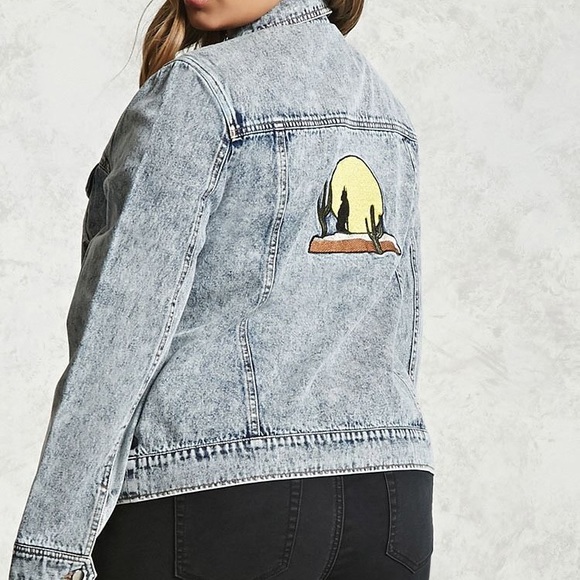 Forever 21 Jackets & Blazers - Forever 21 Acid Wash Embroidered Jean Jacket Large
